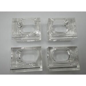 Clear Acrylic Rectangular Block Napkin Rings Modern Minimalist Lucite Set of 4